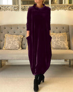 Comfortable Velvet Dress with Handy Pockets