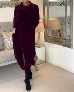 Comfortable Velvet Dress with Handy Pockets