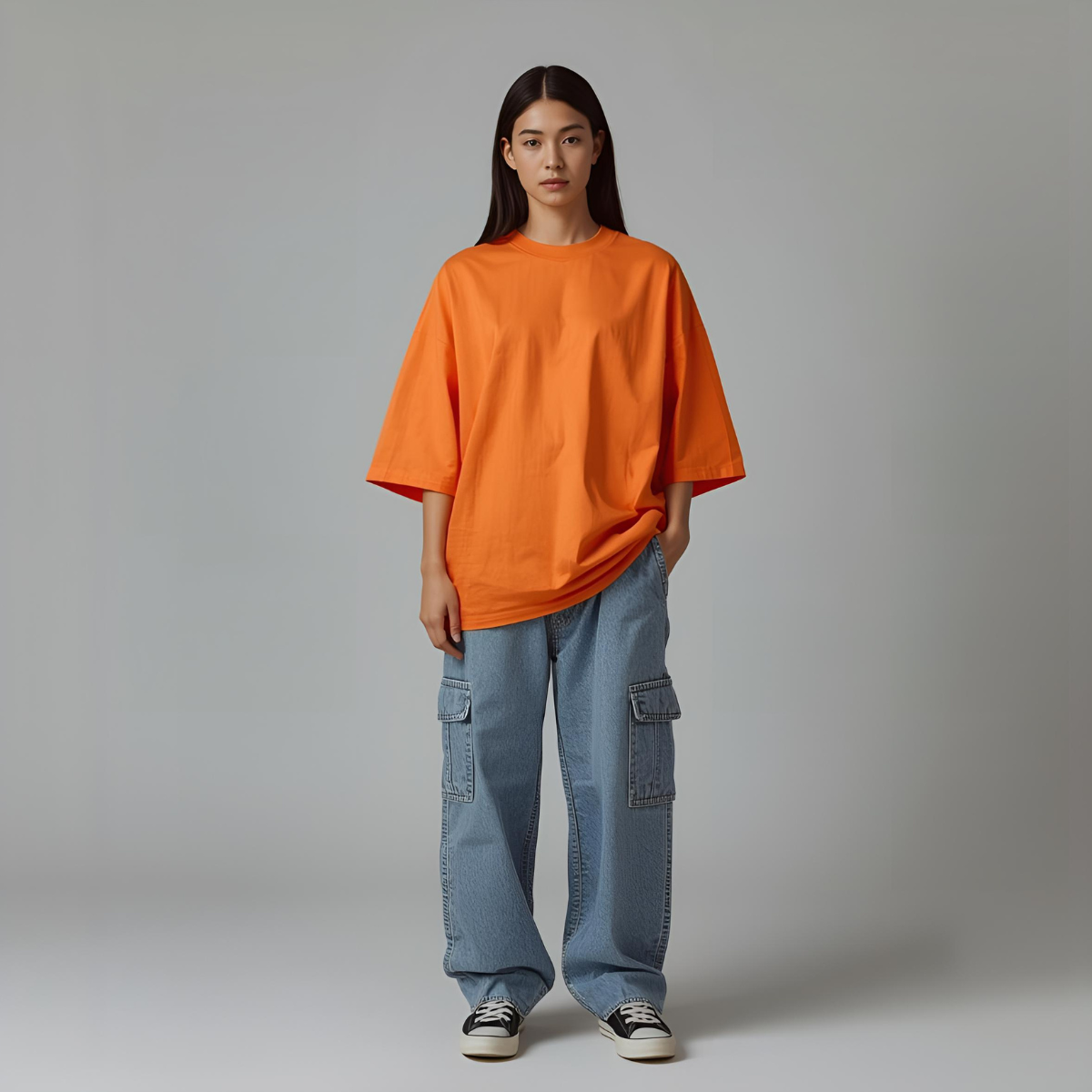 CITRINA | Orange Oversized Modern Casual T-Shirt