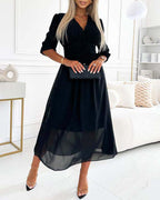 Solid Color Dress with Heart-Shaped Neckline