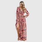 Chiffon Maxi Dress with Floral Print