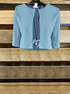 Stylish Two-Piece Floral Dress Set with Solid Crop Top and Round Neckline