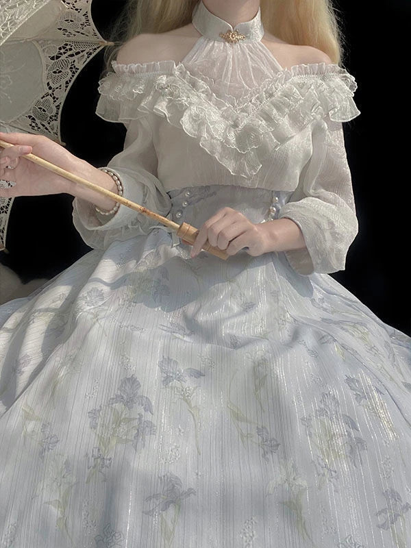 Elegantly Crafted Midi Dress in Belle Époque Style