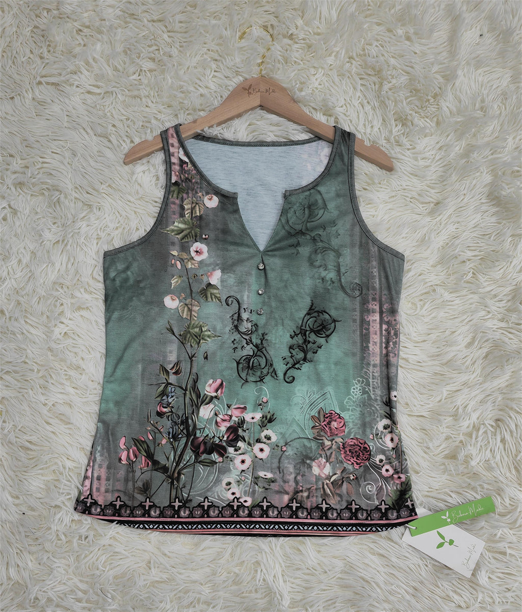 Floral Print Watercolor Sleeveless Top