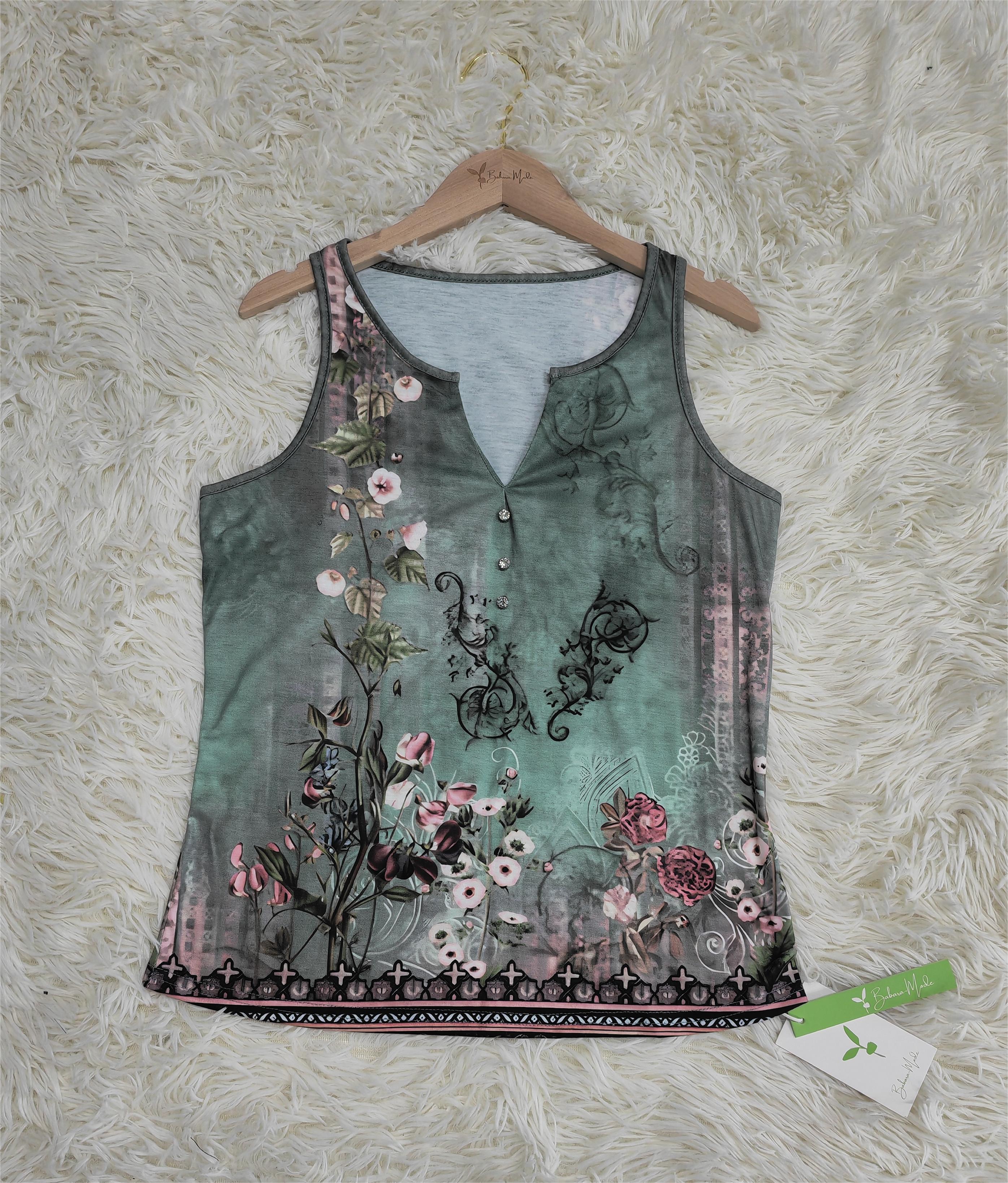 Floral Print Watercolor Sleeveless Top