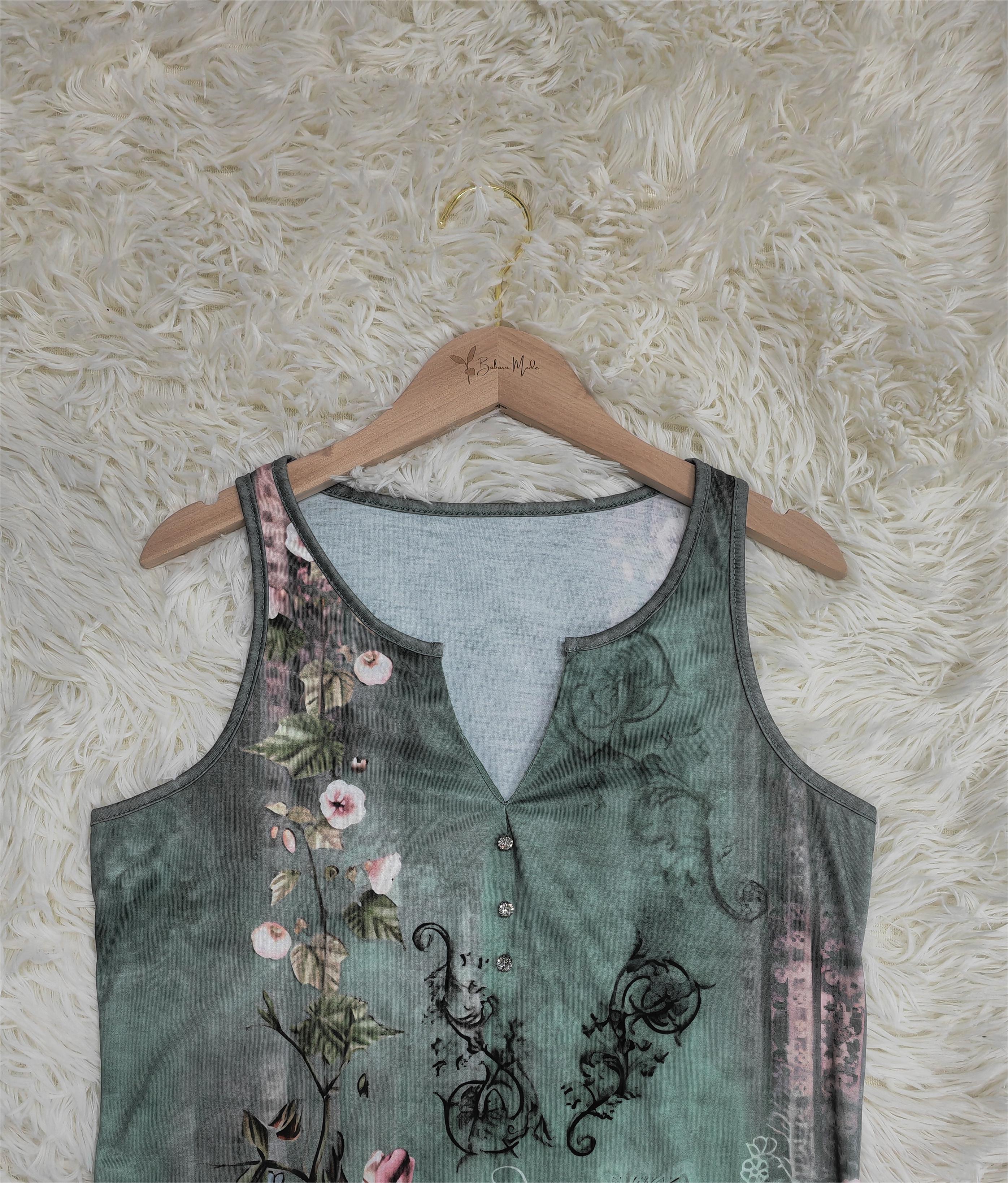Floral Print Watercolor Sleeveless Top