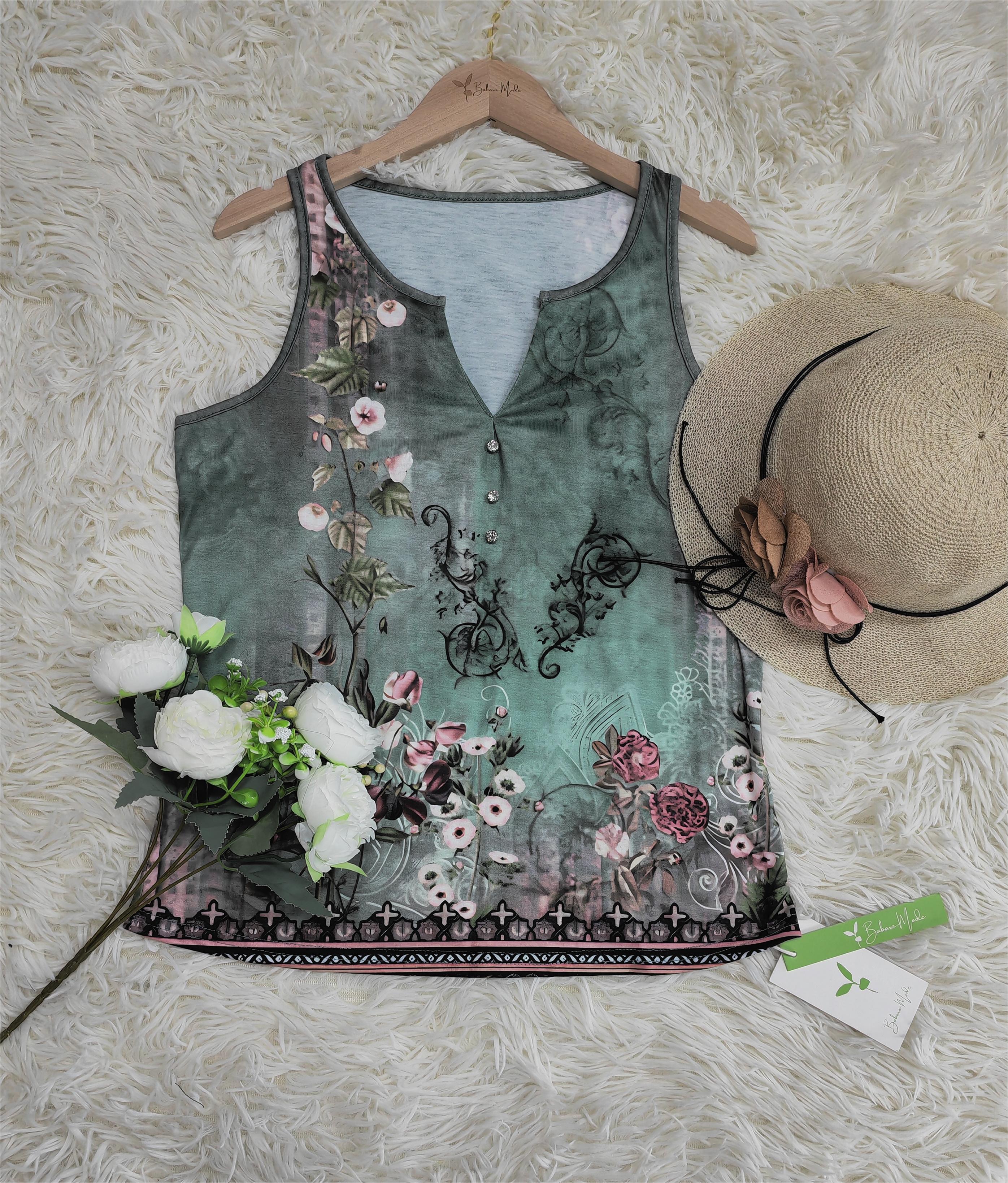 Floral Print Watercolor Sleeveless Top