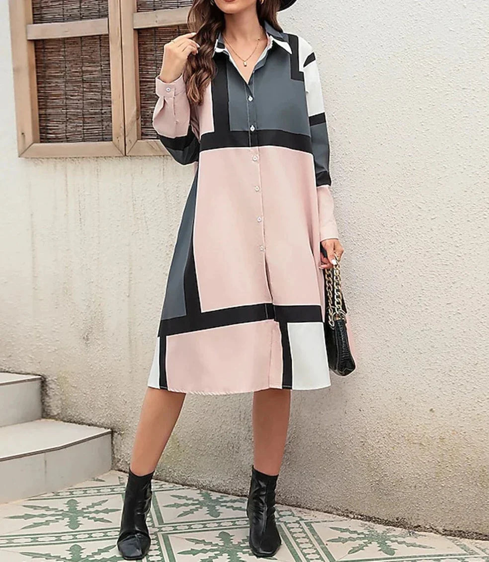 Stylish Button-Up Dress with Sophisticated Detailing