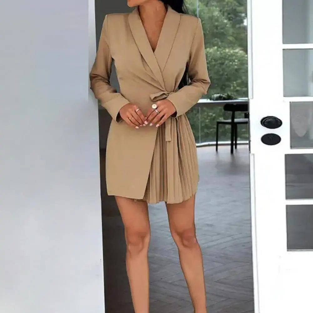 Solid Color Blazer Dress