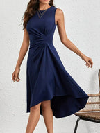 Navy Midi Dress with Sleeveless Design