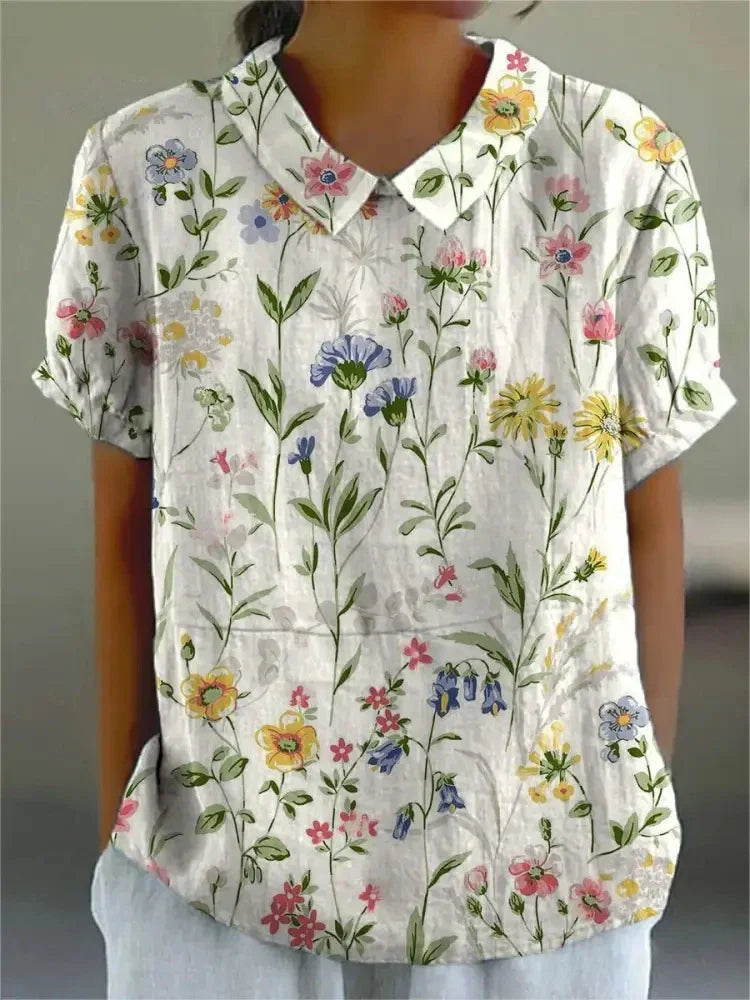 Botanical Pattern Cotton Top