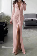 Chloé - Elegant V-Neck Dress Featuring Pleated Décolleté