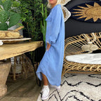 Solid Color Denim Dress for Women