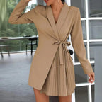 Solid Color Blazer Dress