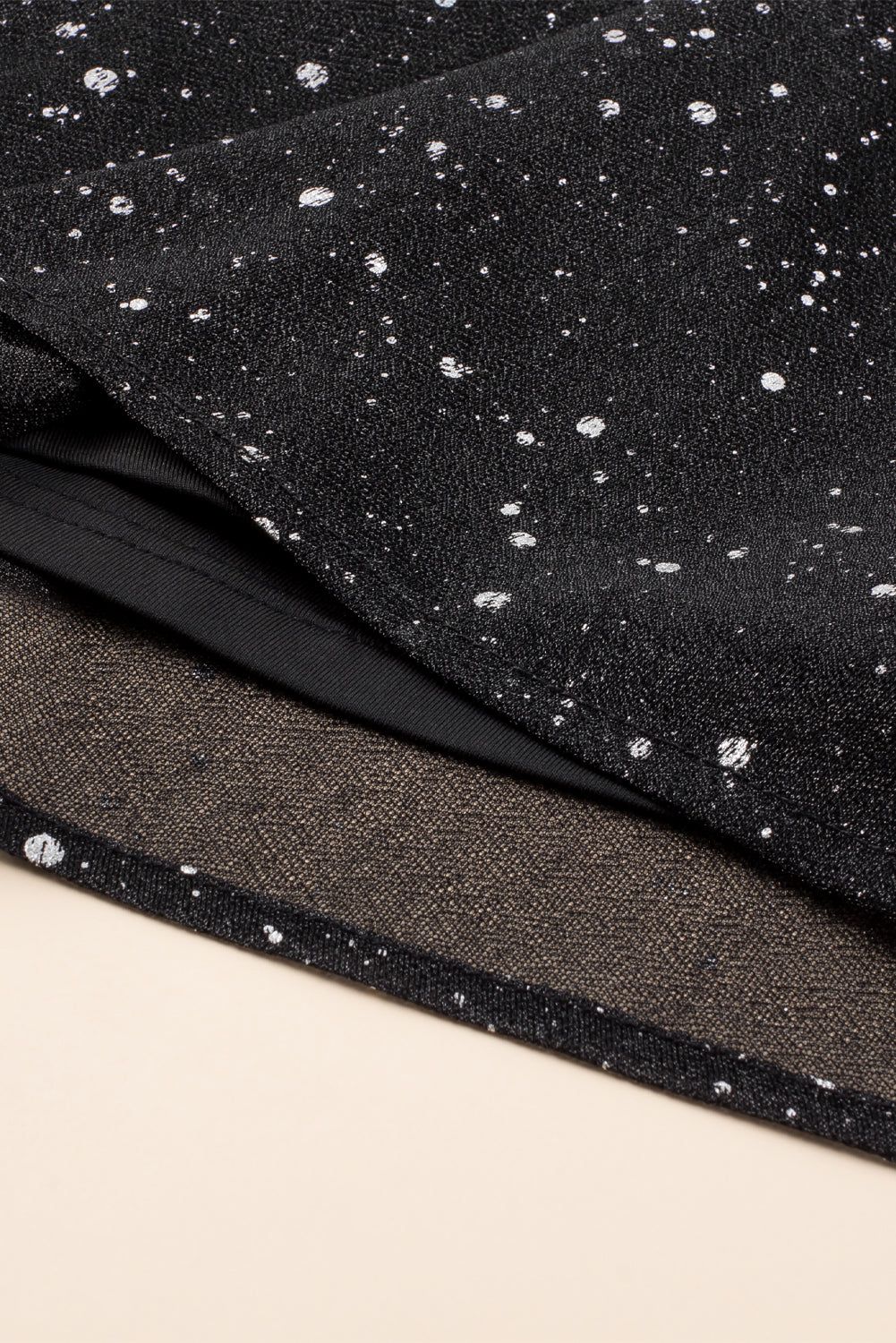 Stylish Black Glitter Dress with Elegant Mesh Overlay