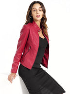 Collarless Biker Jacket