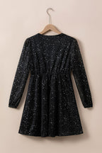 Stylish Black Glitter Dress with Elegant Mesh Overlay