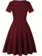 Blue Dress with Elegant Lace Accents and Tailored Waist