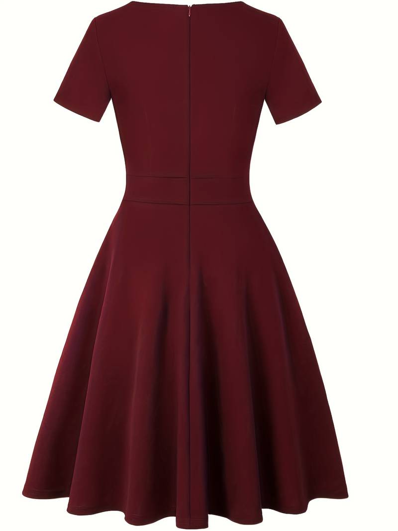 Blue Dress with Elegant Lace Accents and Tailored Waist