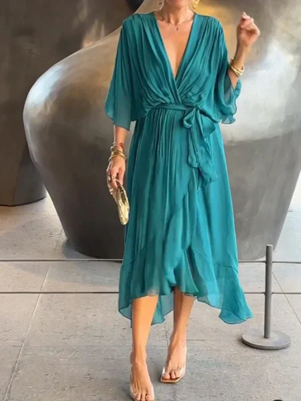 Elegant V-Neck Chiffon Dress