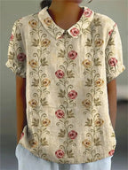 Botanical Pattern Cotton Top