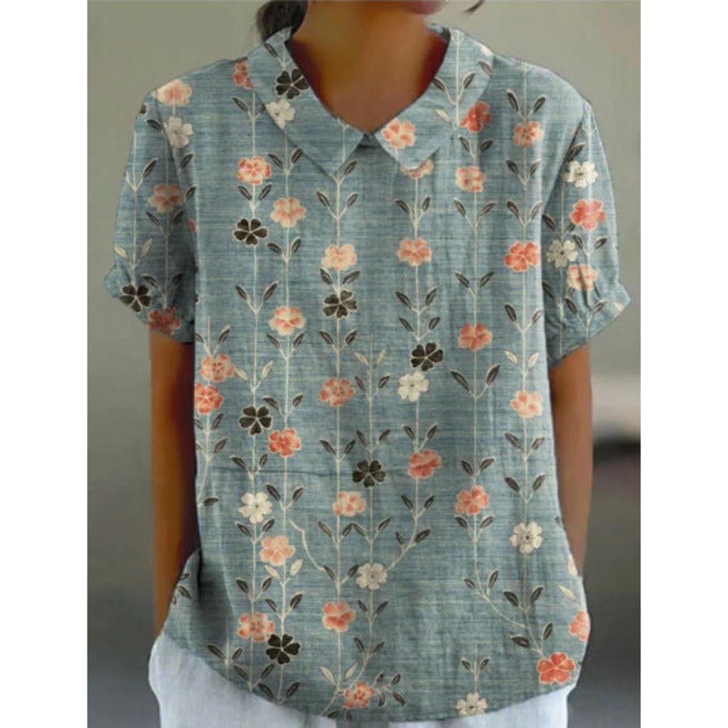 Pastoral Floral Cotton Blouse