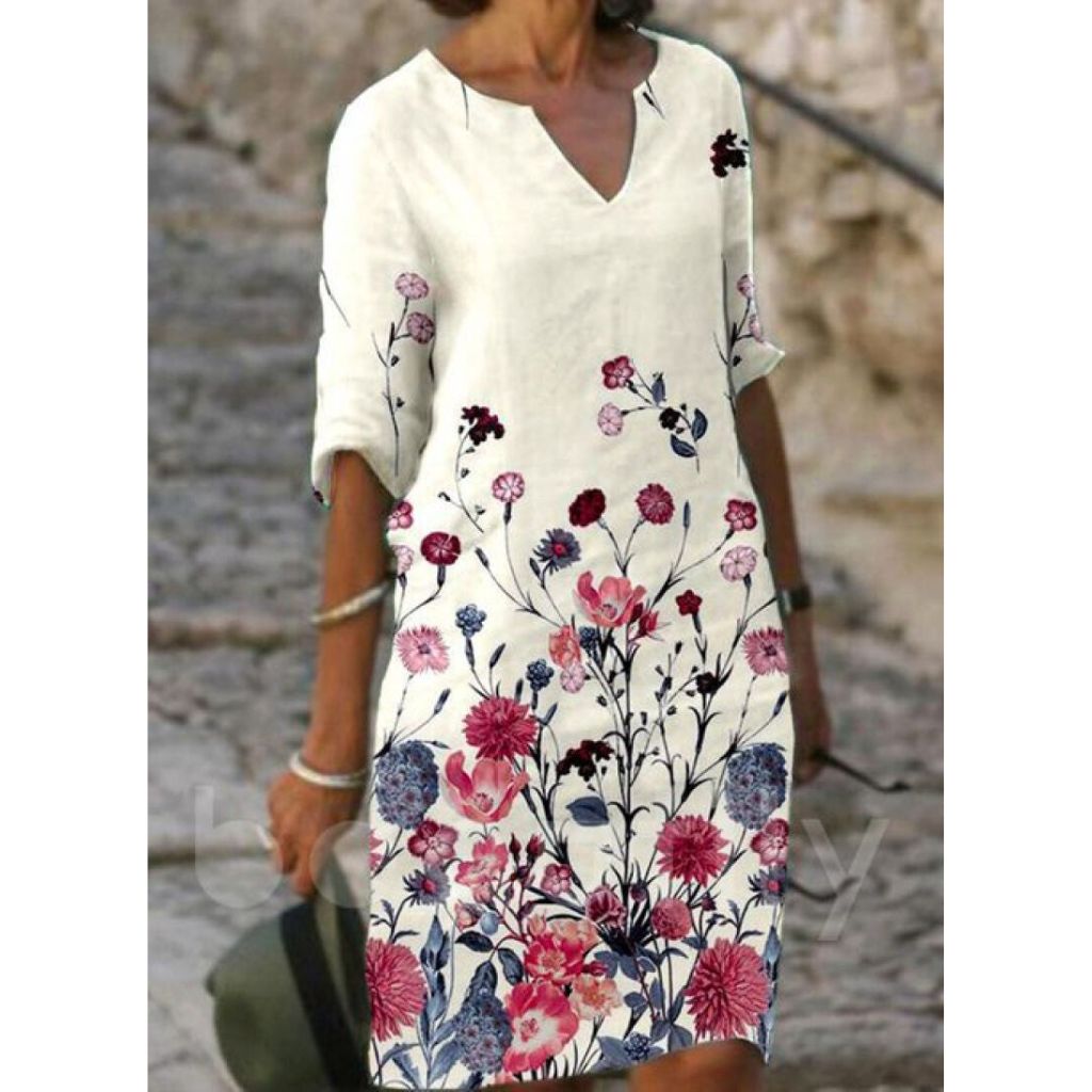Charming Floral Print Dress