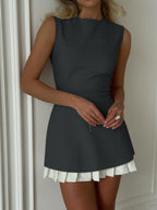 Sleeveless Dress with Pleated Skirt