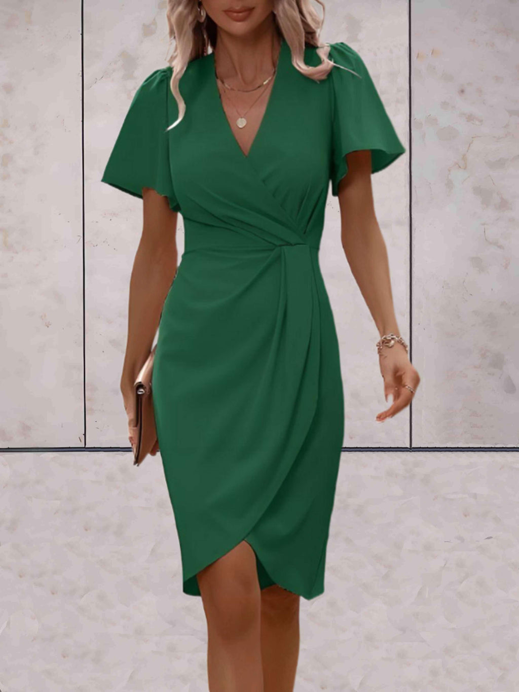 Stylish Short Sleeve Wrap Dress
