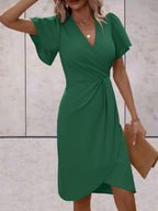Stylish Short Sleeve Wrap Dress
