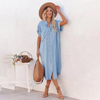 Denim Dress with Short Sleeves - Ayla