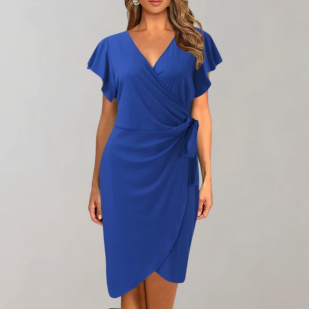 Stylish V-Neck Wrap Summer Dress for Women