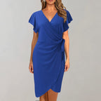 Stylish V-Neck Wrap Summer Dress for Women