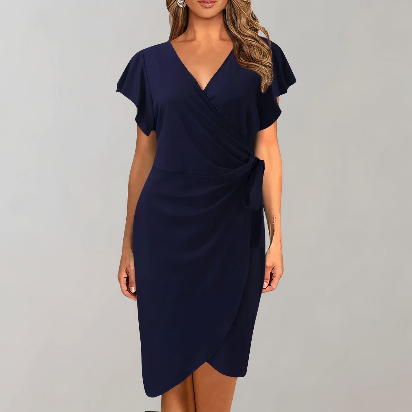 Stylish V-Neck Wrap Summer Dress for Women