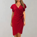 Stylish V-Neck Wrap Summer Dress for Women