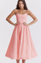 Stylish Midi Dress with Elegant Back Lacing Detail