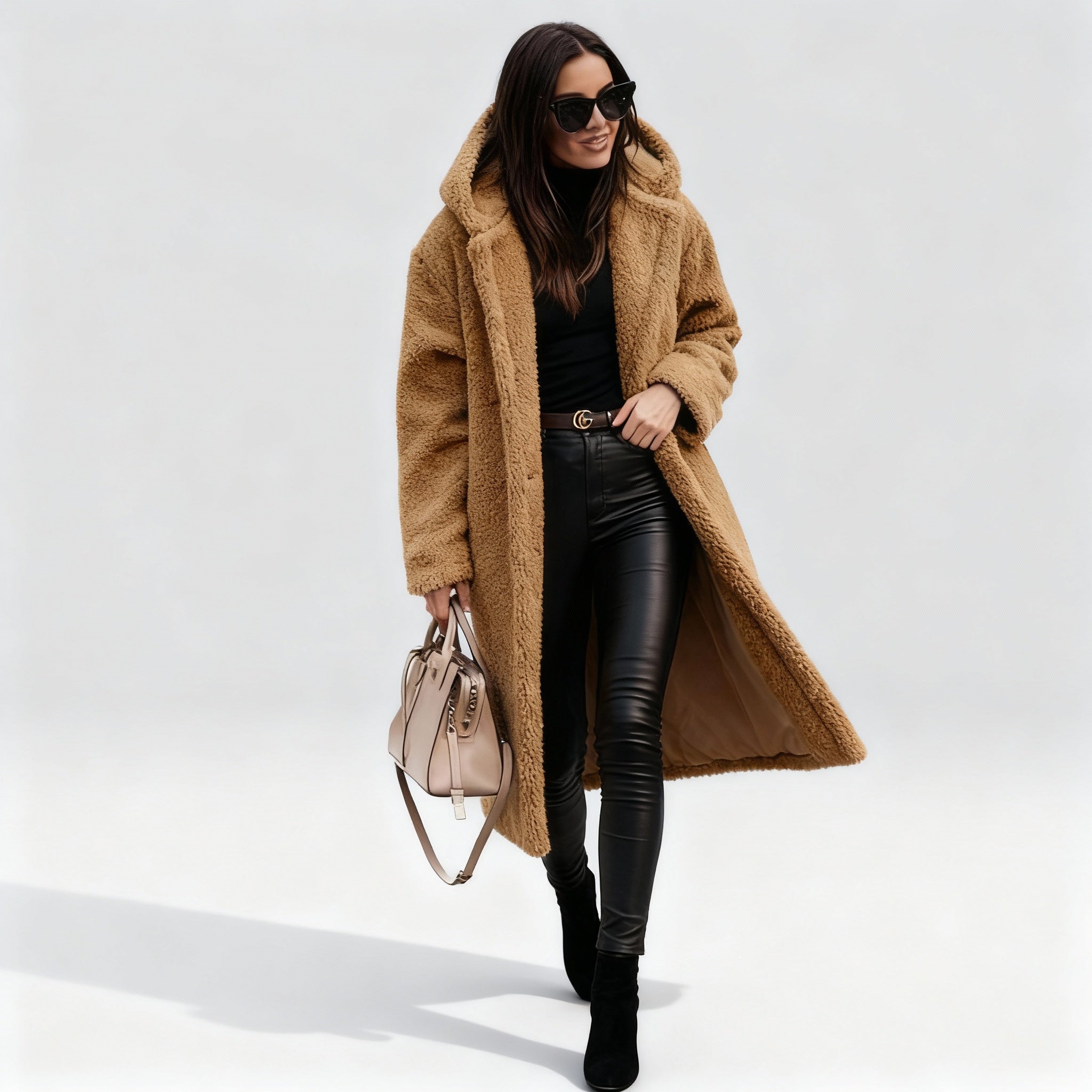 Chic Long Plush Fleece Coat for Women