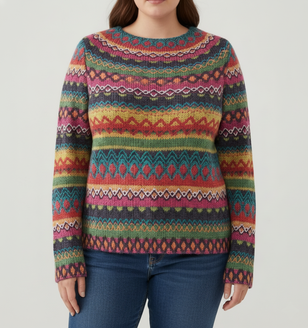 Plus Size Women's Multicolored Knit Sweater
