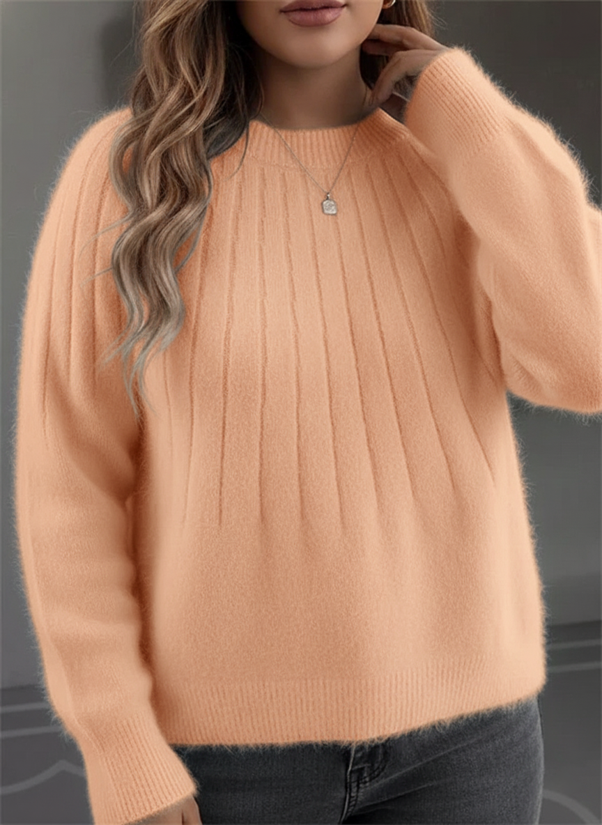 Plus Size Women's Comfortable Ribbed Knit Sweater