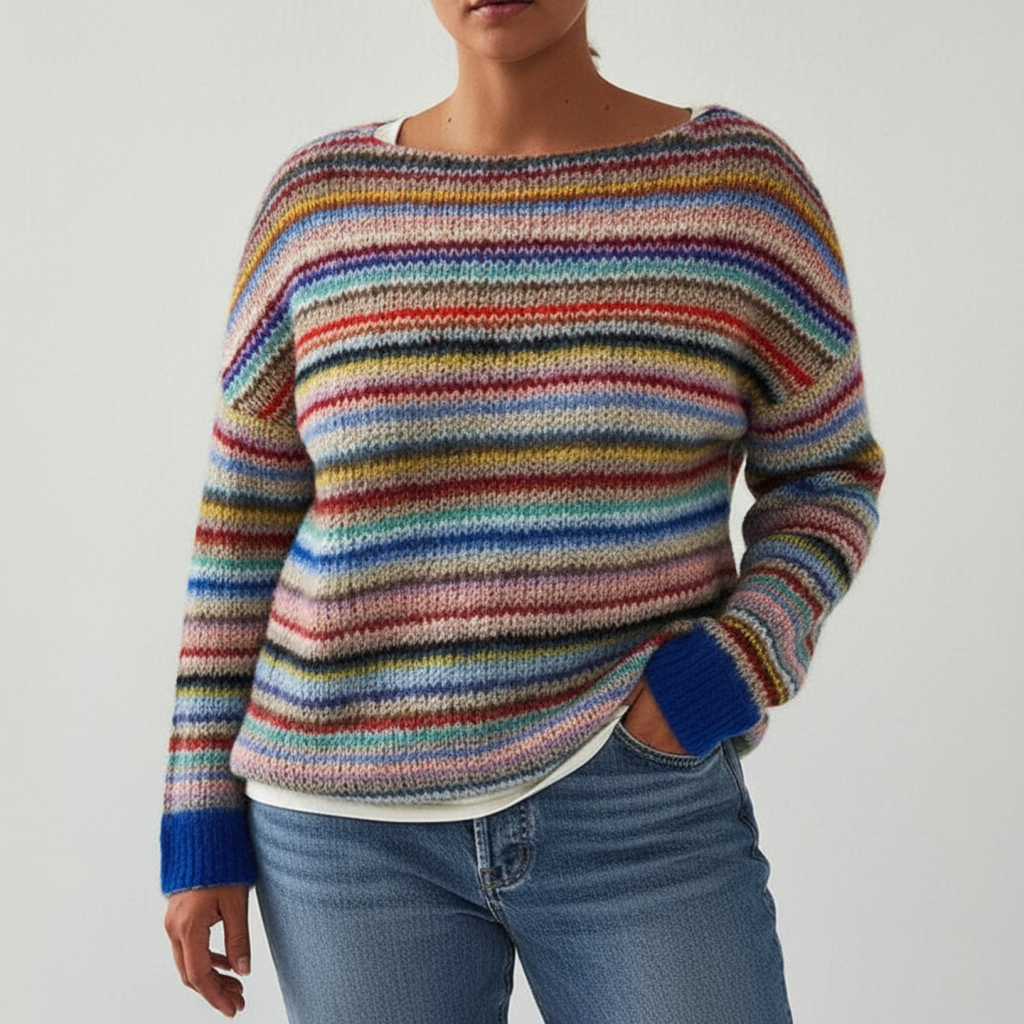 Plus Size Women's Multicolored Knit Sweater