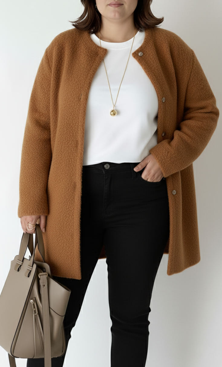 Chic Plus Size Loose-Fit Knit Cardigan for Women