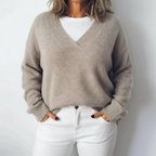 Luxury V-Neck Oversized Knit Sweater for Plus Size Women