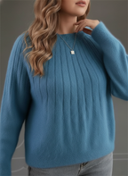 Plus Size Women's Comfortable Ribbed Knit Sweater