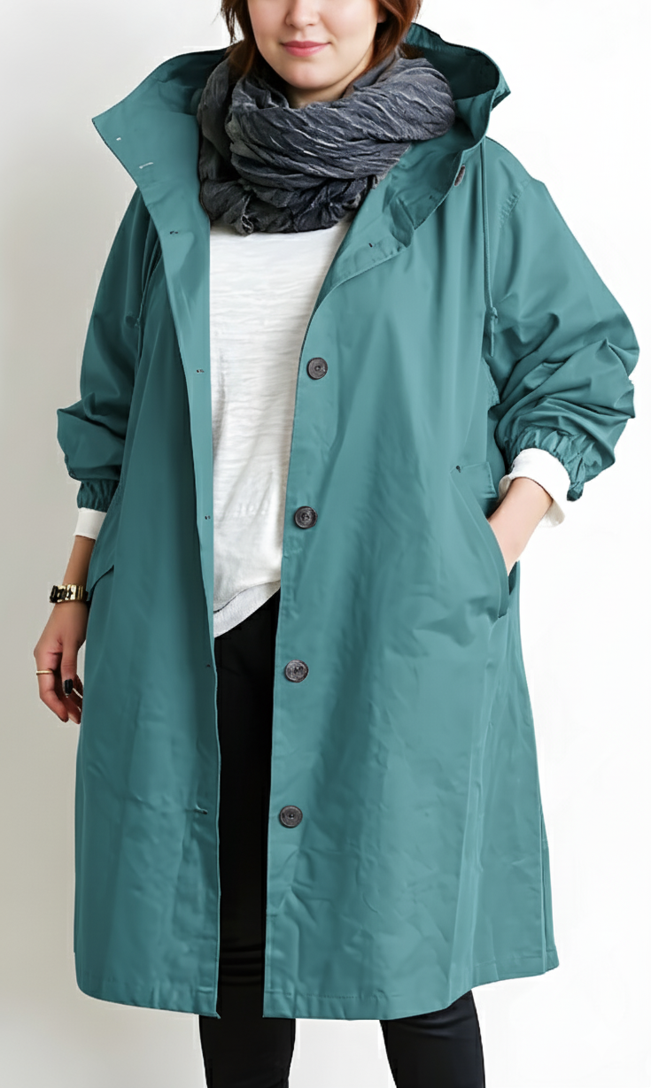 Plus Size Hooded Trench Coat for Women