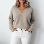 Luxury V-Neck Oversized Knit Sweater for Plus Size Women