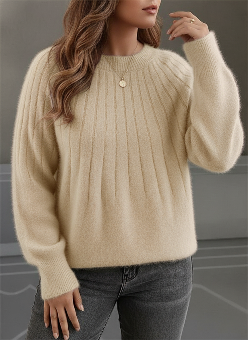 Plus Size Women's Comfortable Ribbed Knit Sweater