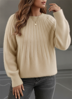Plus Size Women's Comfortable Ribbed Knit Sweater