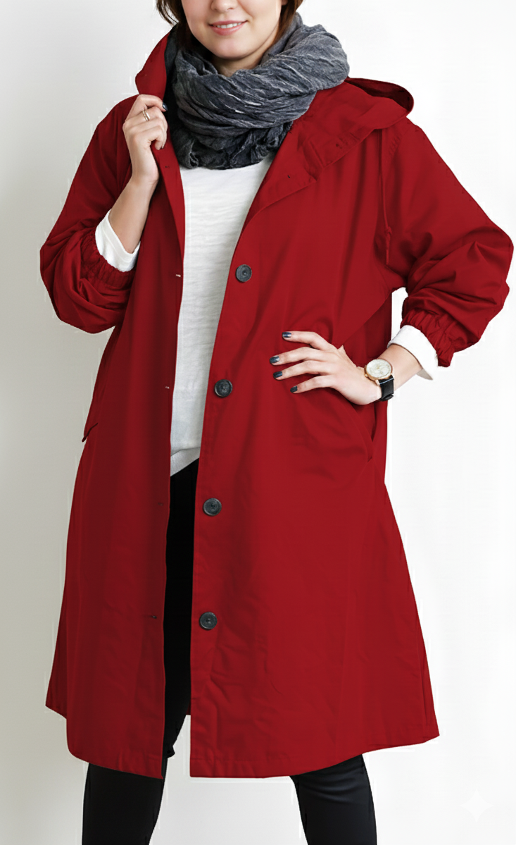 Plus Size Hooded Trench Coat for Women
