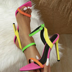 Eye-Catching High-Heel Sandals with Neon Straps
