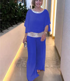 Elegant Evening Outfit: Glittering Top & Palazzo Pants